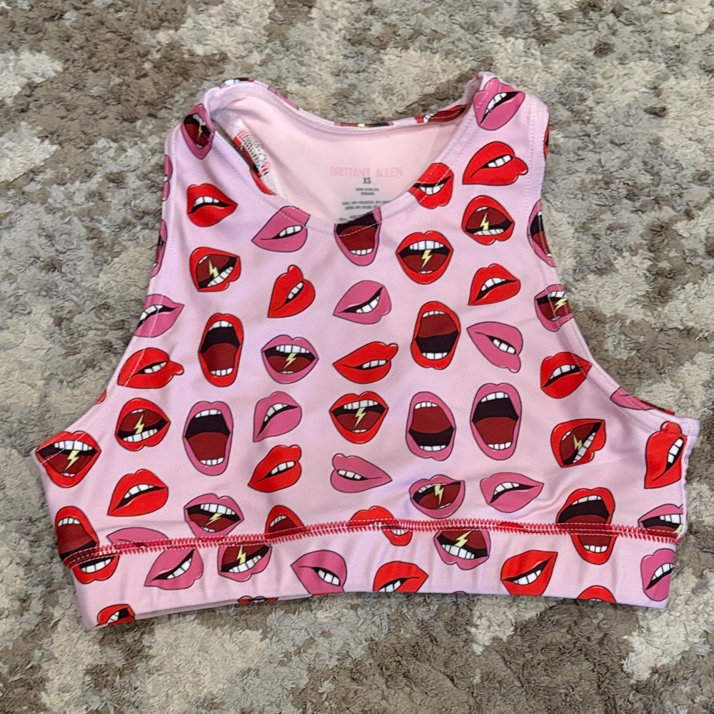 Brittany Allen Sports Bra with Lip Print